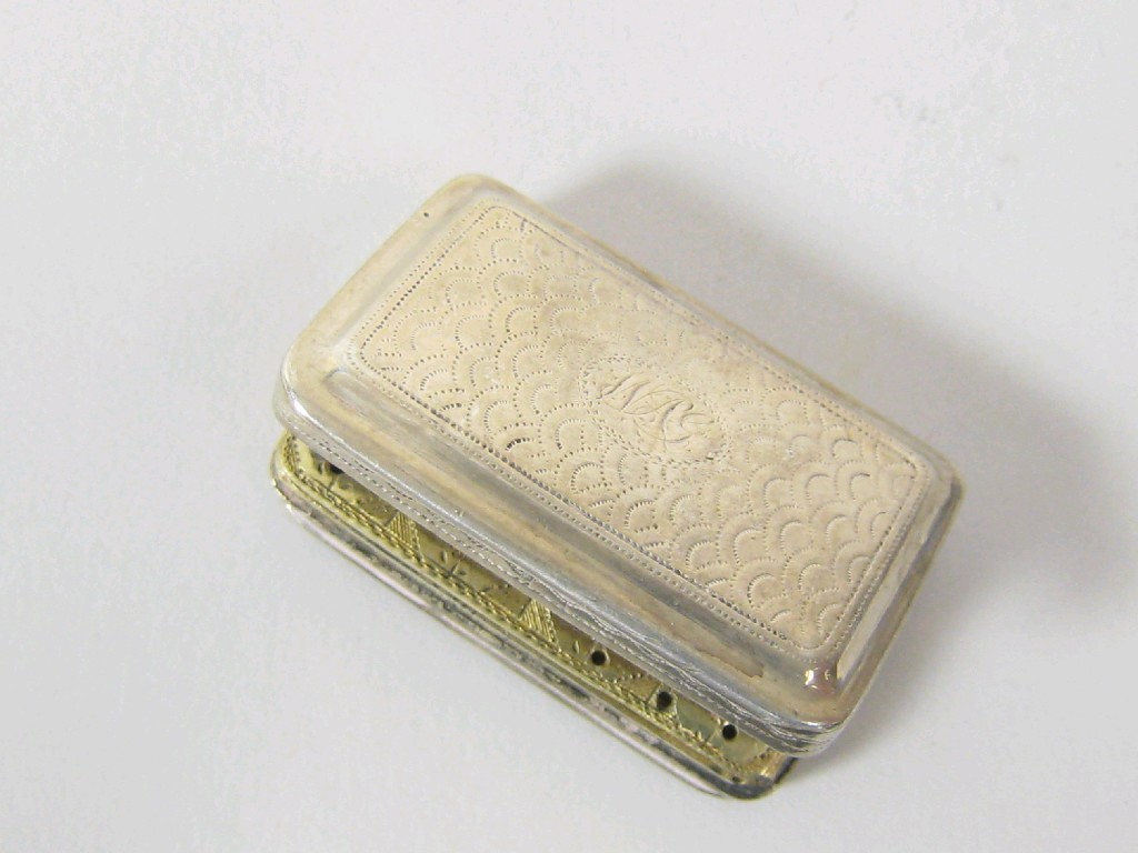 Appraisal: A George III rectangular Vinaigrette with scale engraving and initials