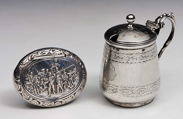 Appraisal: A VICTORAIN SILVER MUSTARD POT of shaped baluster form with