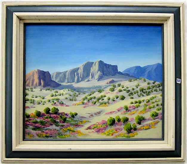 Appraisal: RUSSELL SHEARS OIL ON ACADEMY BOARD California born titled ''Desert