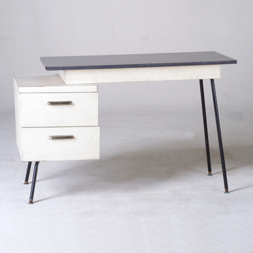 Appraisal: Forever Modern Furniture single-pedestal desk with gray formica top over