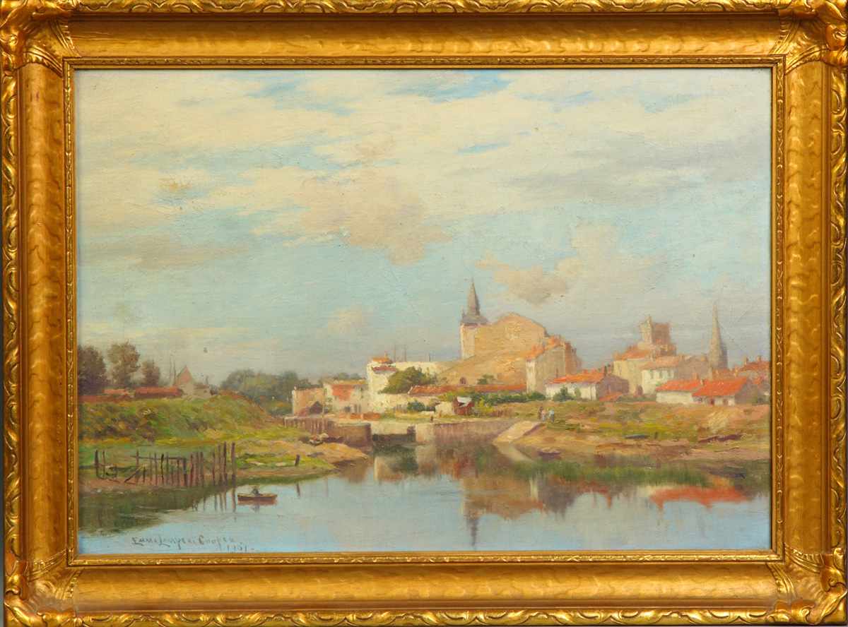 Appraisal: Emma Lampert Cooper American - European village scene Sgn Lower