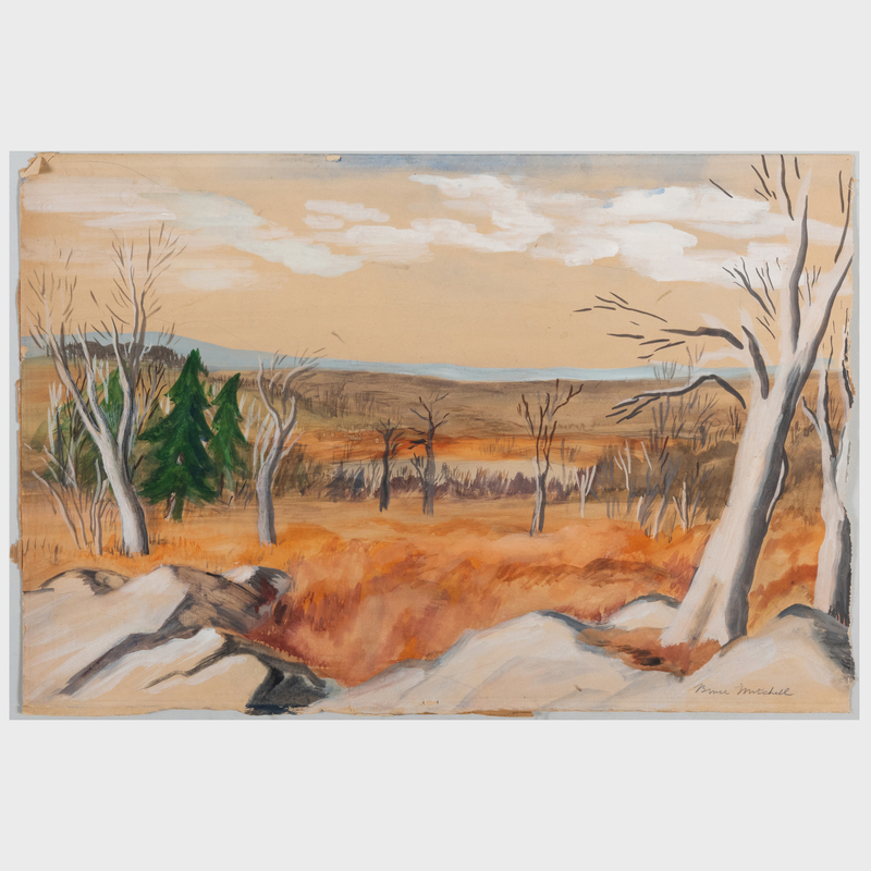 Appraisal: Bruce Mitchell Landscape Watercolor and gouache on paper signed 'Bruce