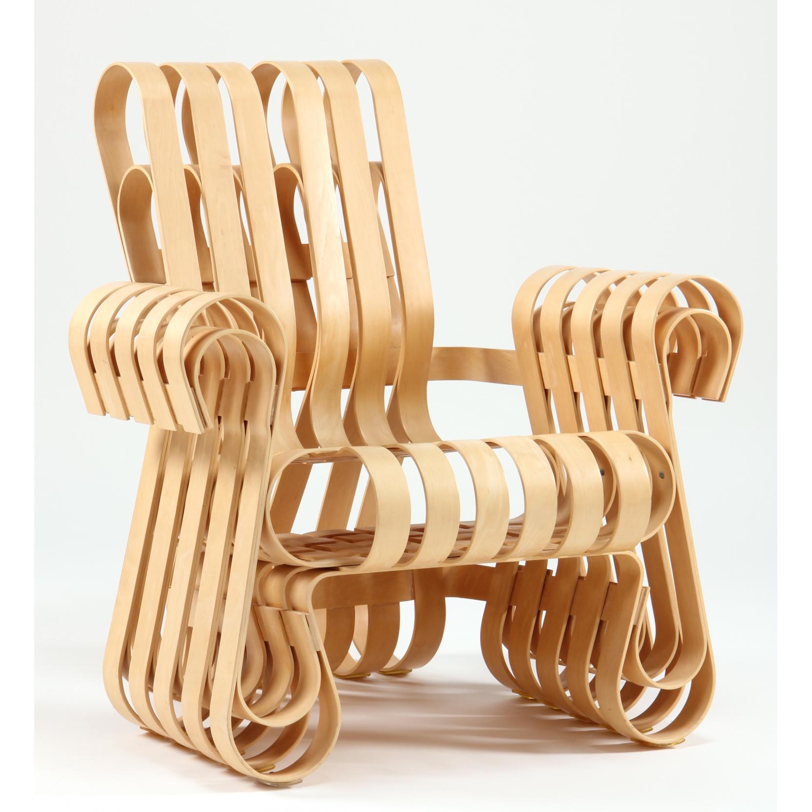 Appraisal: Frank Gehry Power Play Chair Knoll steam bent woven maple