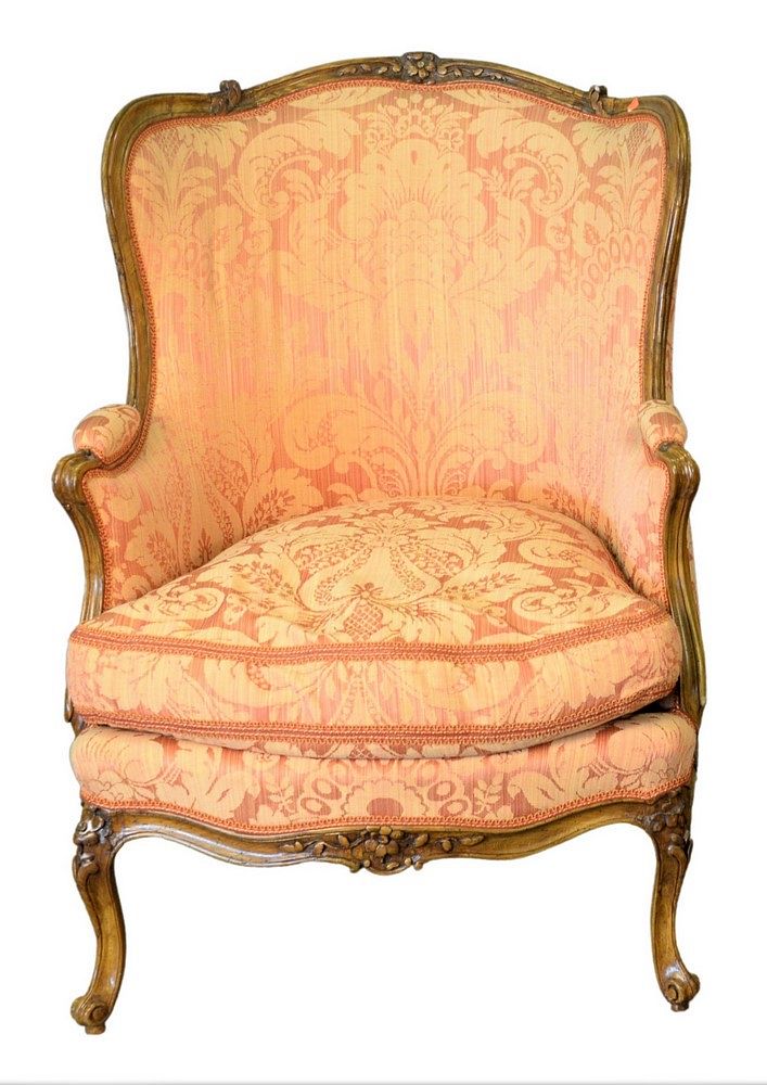 Appraisal: Louis XV Style Bergere having barrel back and custom upholstery