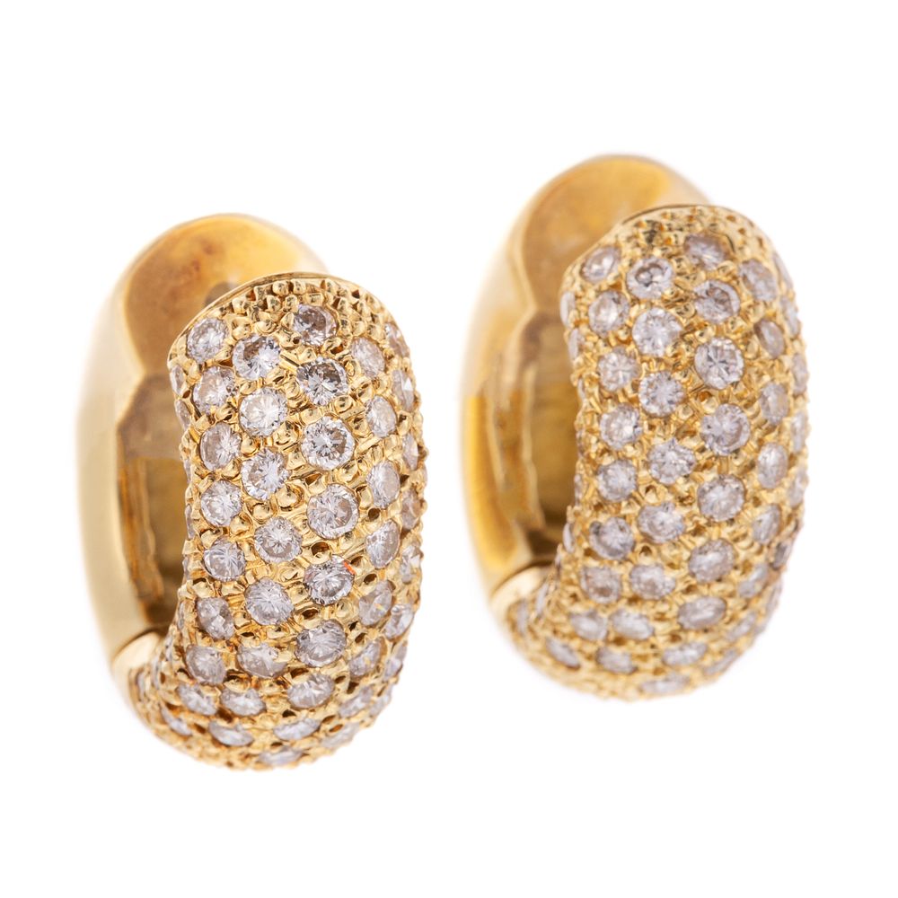 Appraisal: A Pair of Wide ctw Pave Diamond Huggies in K