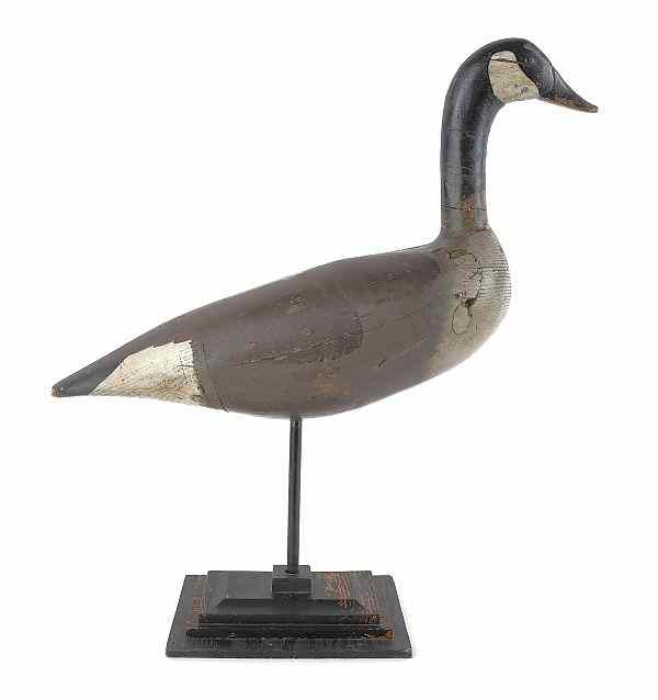 Appraisal: Carved and painted Canada Goose sentinel decoy ca h