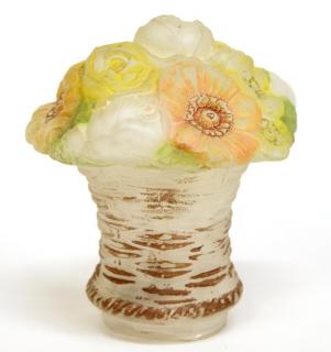 Appraisal: Pairpoint Puffy Painted Flower Basket Lampshade Glass the roses and