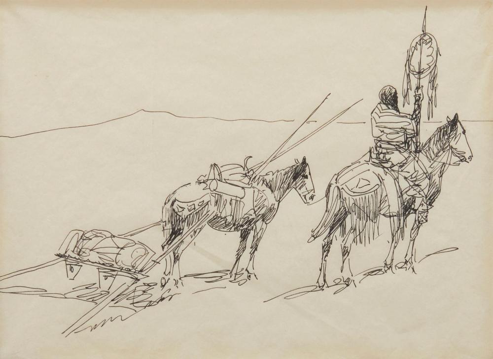 Appraisal: Edward Borein - Indian Study India ink on paper Appears