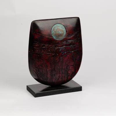 Appraisal: Peter Hayes born a red raku bow form with turquoise