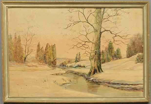 Appraisal: Senseman Raphael American - oil on board winter landscape painting