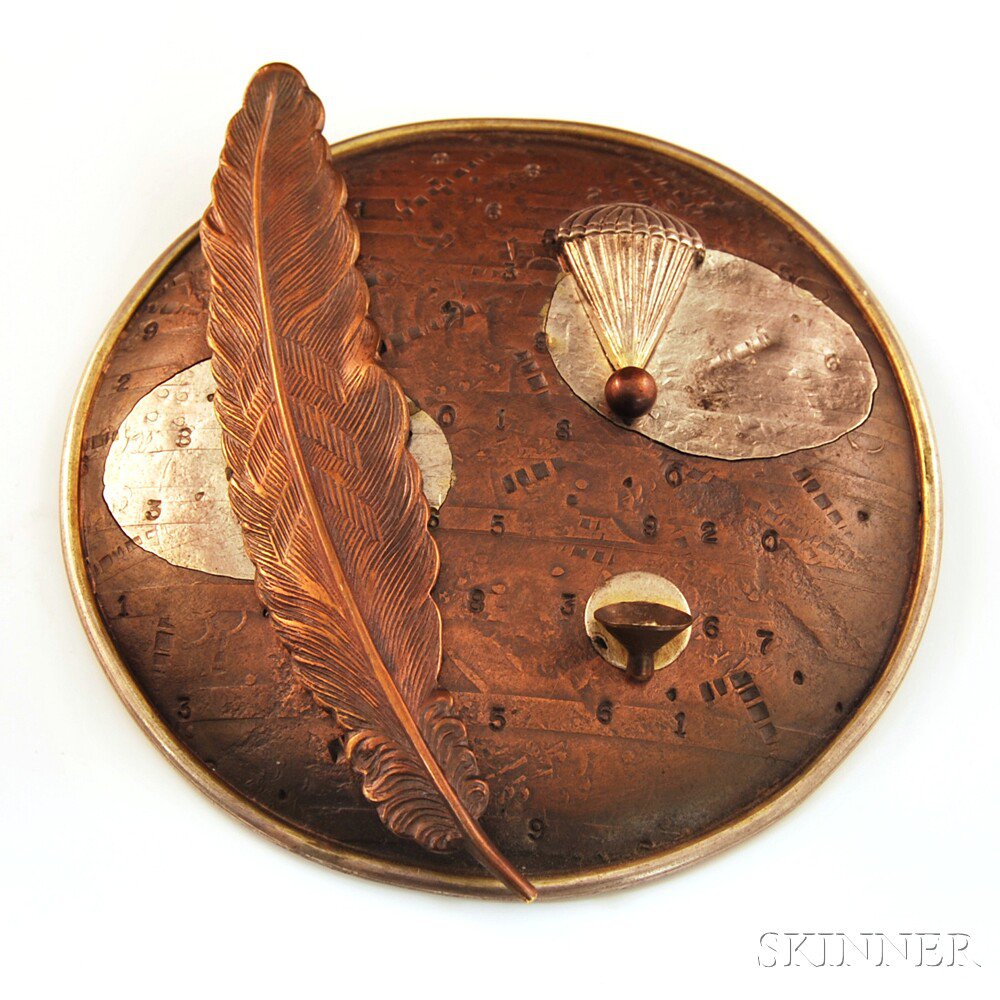 Appraisal: Artist-designed Mixed Metal Brooch titled Fall Feather and signed illegibly