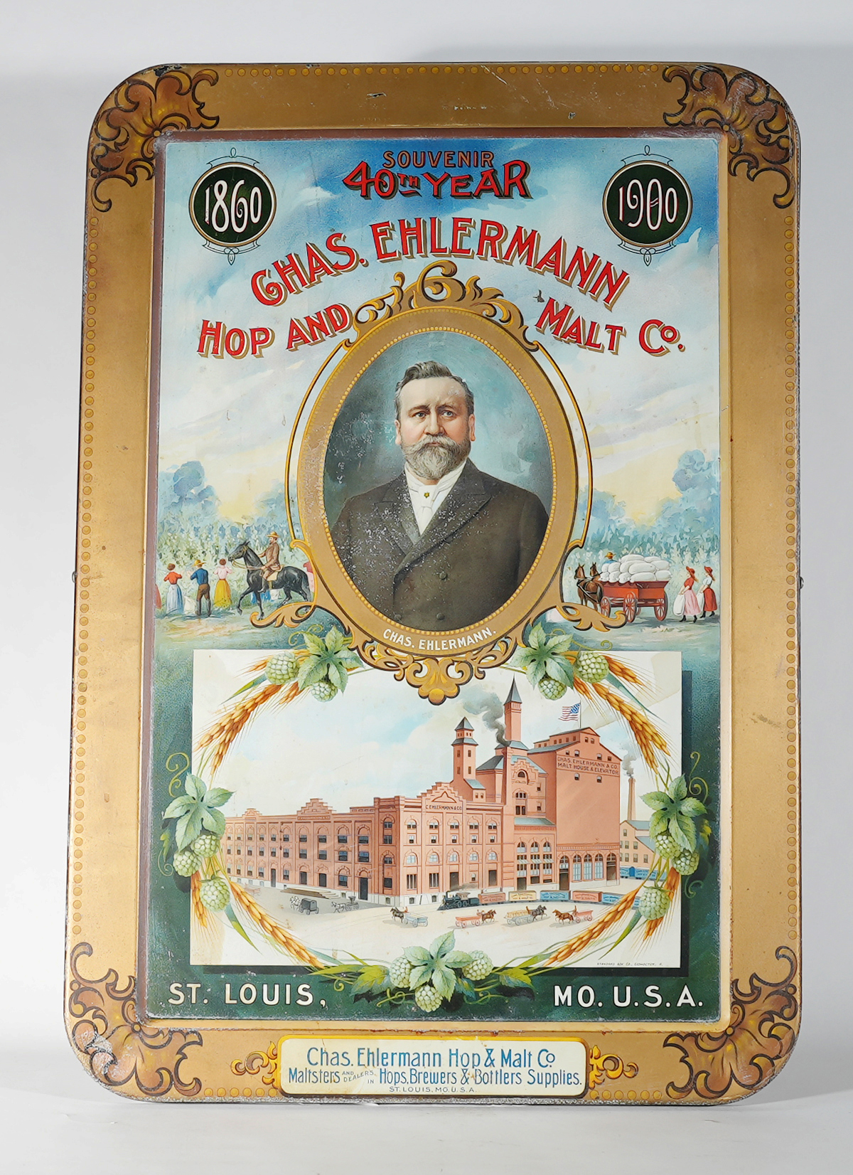 Appraisal: Chas Ehlermann Hop Malt Factory Scene St Louis Tin LithoReference