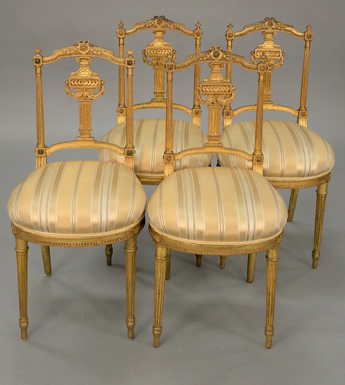 Appraisal: Set of four gilt Louis XVI style side chairs Set