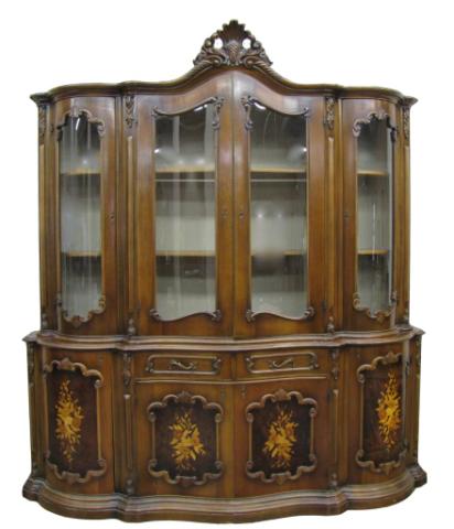 Appraisal: Vintage Italian Period Style China Cabinet with floral motif inlay