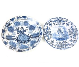 Appraisal: Two Dutch Delft Blue and White Dishes Two Dutch Delft