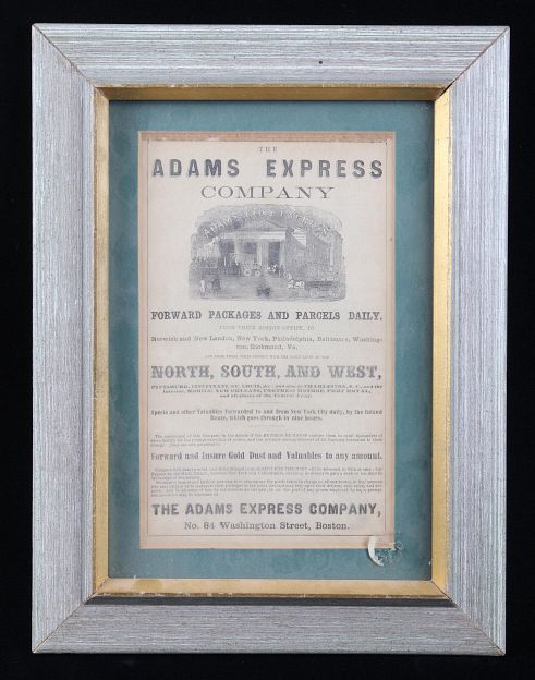 Appraisal: Adams Express Company Framed Advertising Paper Included in this lot