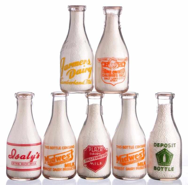 Appraisal: Lot of Milk Bottles from Various Locations Description Lot includes