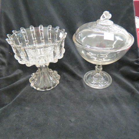 Appraisal: pcs Victorian Pattern Glass Broken Column compote and acorn covered