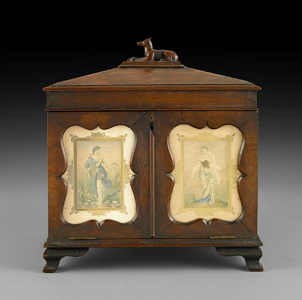 Appraisal: A Regency mahogany tea caddy early th century The lid