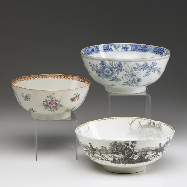 Appraisal: CHINESE EXPORT Six deep bowls with floral figural or landscape