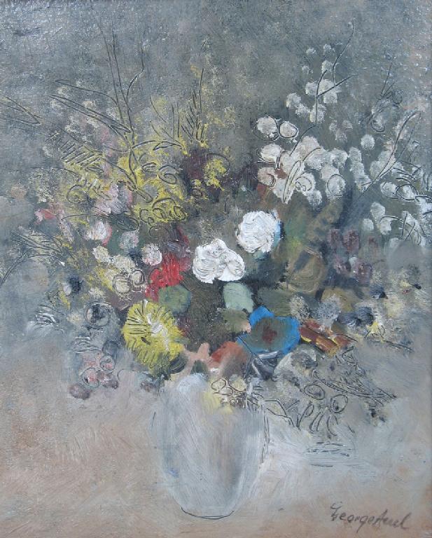 Appraisal: GEORGE ACCEL A still life of flowers in a vase