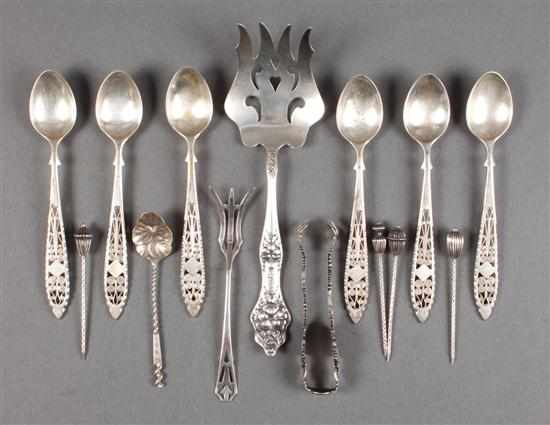 Appraisal: Assortment of American and other silver flatware souvenirs and serving