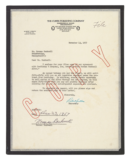 Appraisal: ARTISTS ROCKWELL NORMAN Signature and date on a letter from