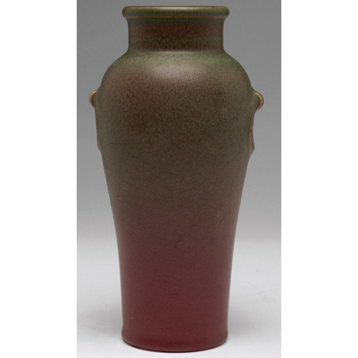 Appraisal: Rookwood vase shouldered shape with two sculpted ring handles covered