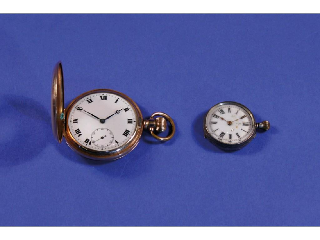 Appraisal: A GENTLEMAN'S YELLOW METAL HALF HUNTING CASED POCKET WATCH the