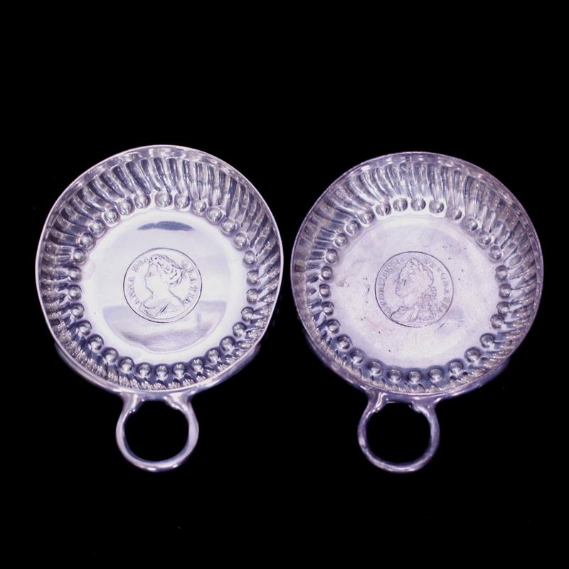 Appraisal: Pair Sommeliers cups sterling silver wine tasting bowls with mounted