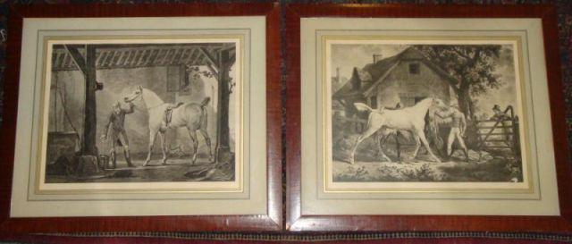 Appraisal: VERNET Carle Pair of English Thoroughbreds and Grooms Condition In