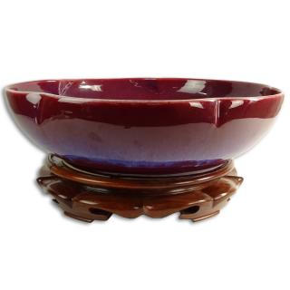 Appraisal: Impressive Modern Sang De Boeuf Large Lobed Bowl on Hardwood