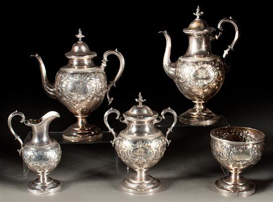 Appraisal: American Classical repousse silver five-piece tea and coffee service Ball