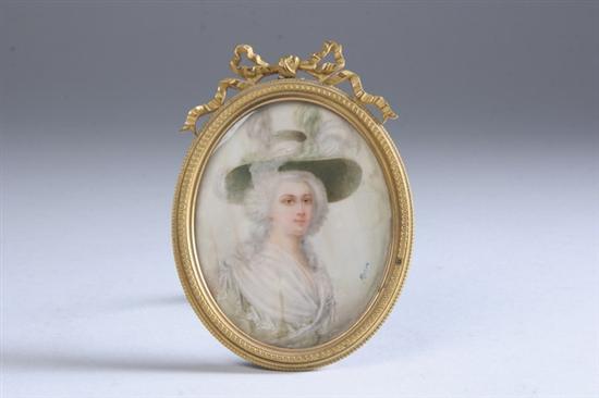 Appraisal: FRENCH PORTRAIT MINIATURE OF A LADY signed Roch Depicting noble