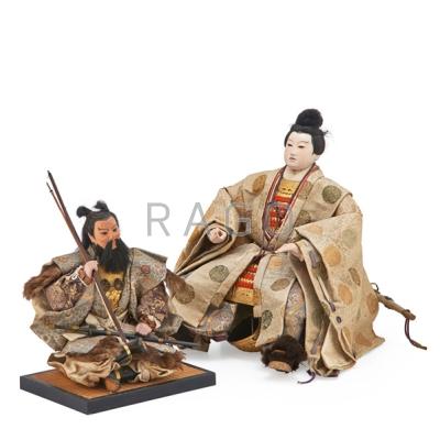 Appraisal: JAPANESE BOY S DAY SAMURAI FIGURES Two seated on wood