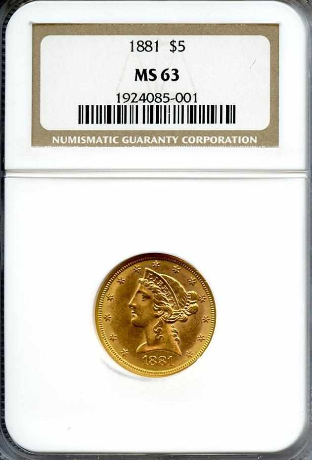 Appraisal: MS NGC Satiny yellow-golden surfaces with some green accents about