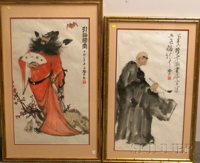 Appraisal: Two Framed Modern Asian Watercolor on Paper Portraits overall to