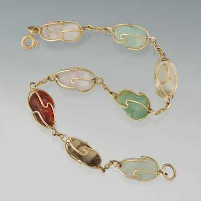 Appraisal: A Ladies' k Gold and Hardstone Bracelet k yellow gold