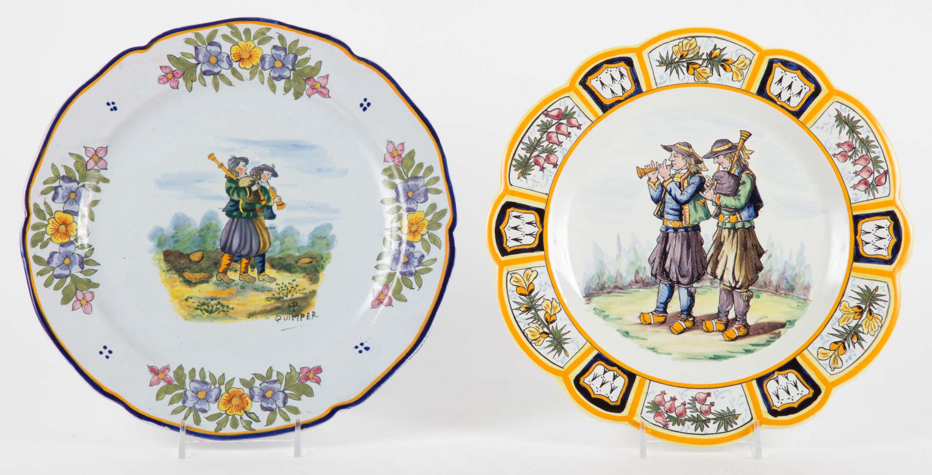 Appraisal: Two Quimper faience plates th century Henriot and HB Quimper