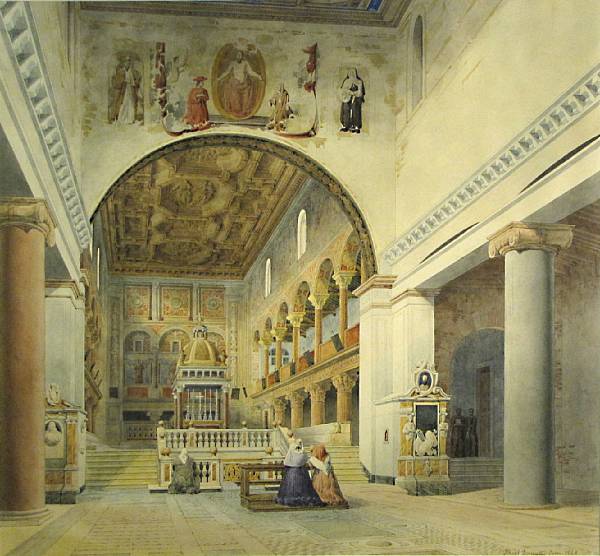 Appraisal: Jacob Desmatter th Century A chapel interior of a Roman