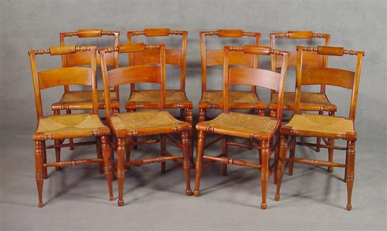 Appraisal: Eight Hitchcock Style Dining Side Chairs th Century Maple with