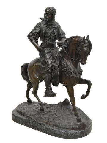 Appraisal: Orientalist patinated bronze sculpture Arab on Horseback signed in cast