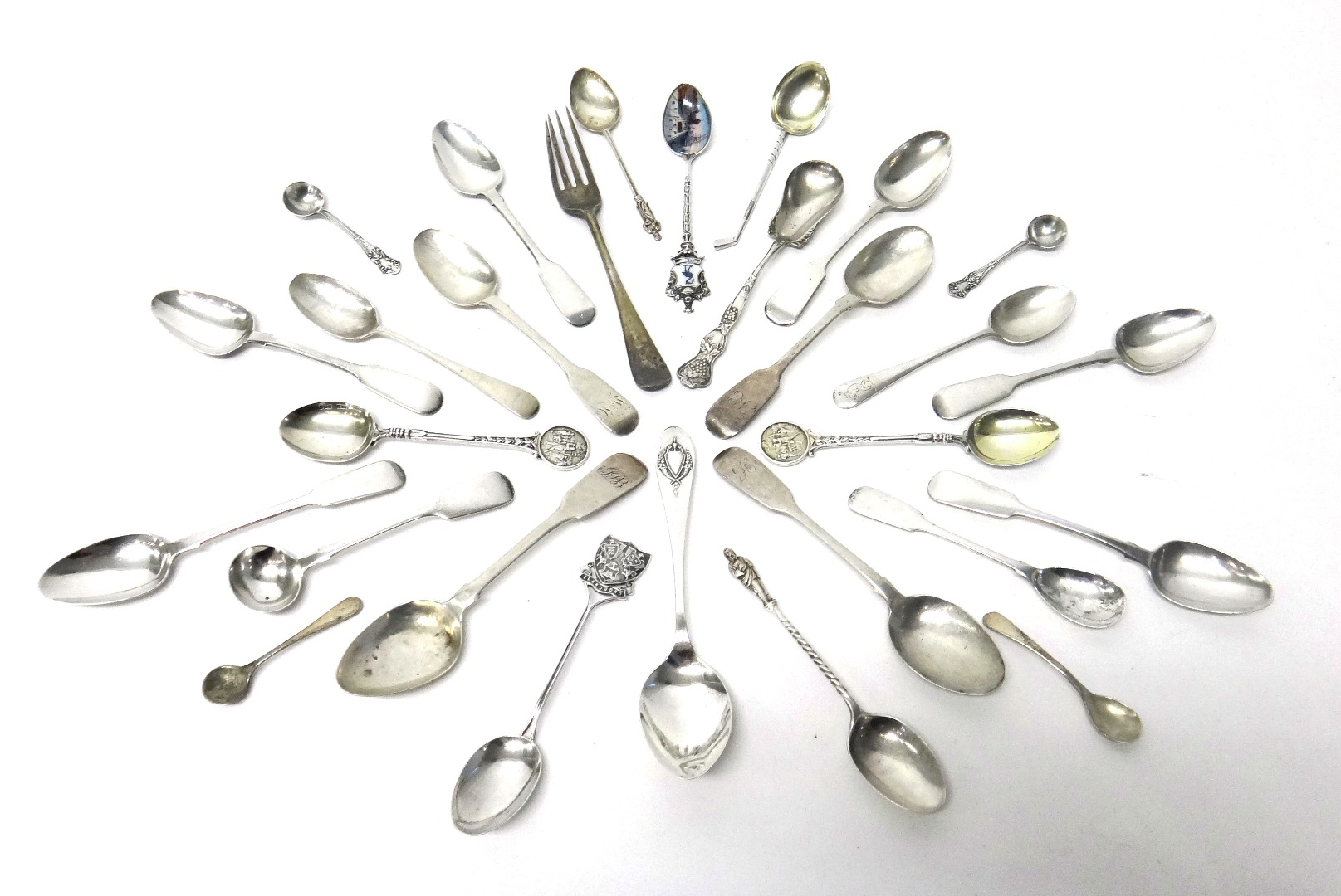 Appraisal: A group of twenty-seven silver spoons including a mustard spoon