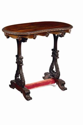 Appraisal: A William IV rosewood and simulated kidney shape writing table