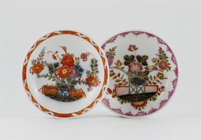 Appraisal: Two early Meissen saucers each decorated with differing versions of