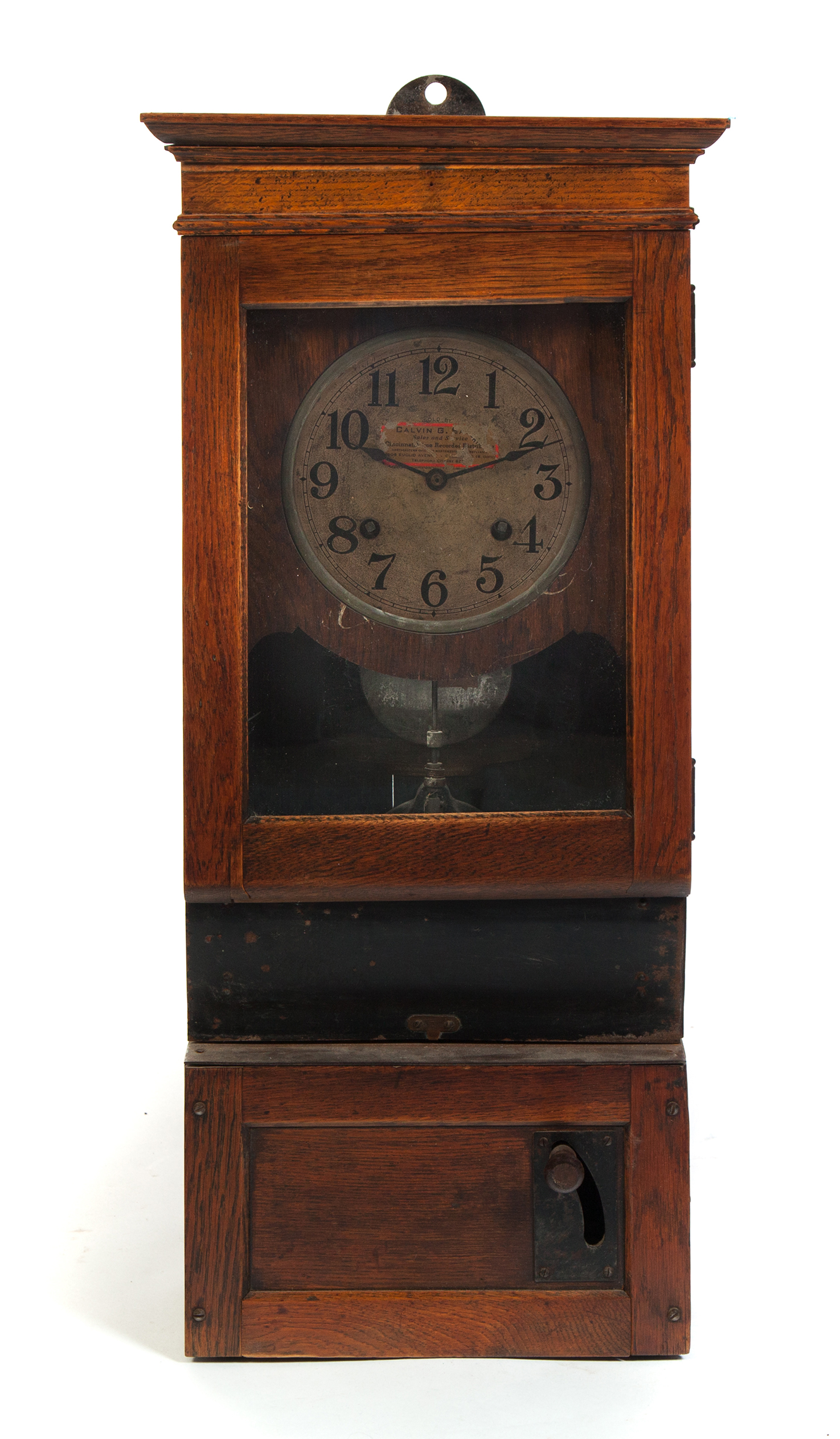 Appraisal: WALL HANGING TIME CLOCK Cincinnati Ohio st half- th century