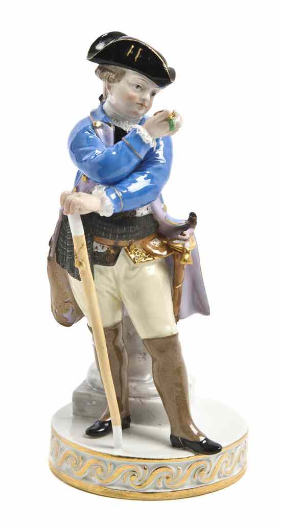 Appraisal: A Meissen Porcelain Figure depicting a gentleman in a tri-corner