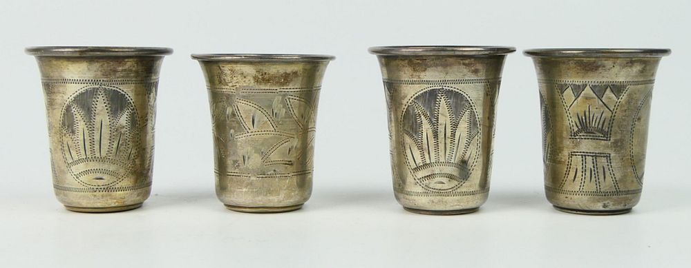 Appraisal: SET OF MATCHING RUSSIAAN ANTIQUE KIDDUSH CUPS Each about tall