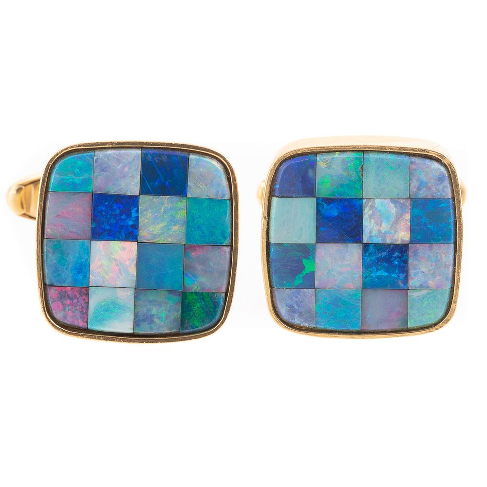 Appraisal: A Gent's Pair of Opal Cufflinks in K K yellow