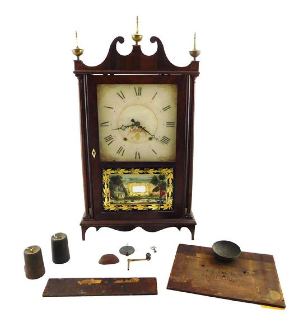 Appraisal: CLOCK Seth Thomas Pillar Scroll Clock American c case with